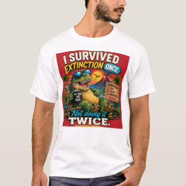 Camiseta Sobrevivi uma vez à extinção – Dinossauro engraçad