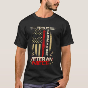 Camiseta Sobrinha Orgulhosa Veterana de Submarino Bandeira 