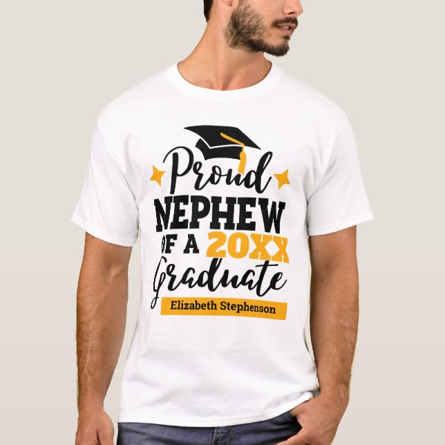 Camiseta sobrinho orgulhoso 2022 formando dourado negro nom (Frente)
