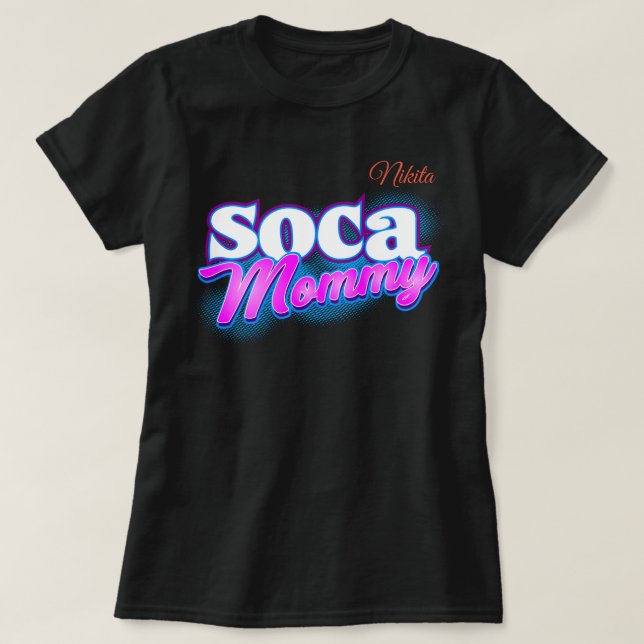 Camiseta Soca Mommy Rosa e Branco Texto (Frente do Design)
