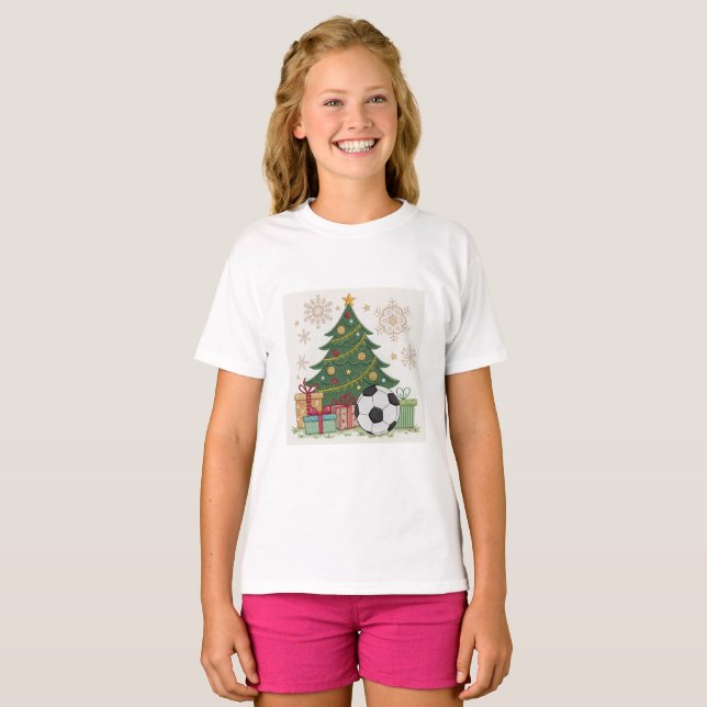 Camiseta Soccer ball next to the Christmas tree (Frente Completa)