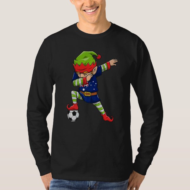 Camiseta Soccer Boy Dabbing Elf Squad Christmas Australia F (Frente)