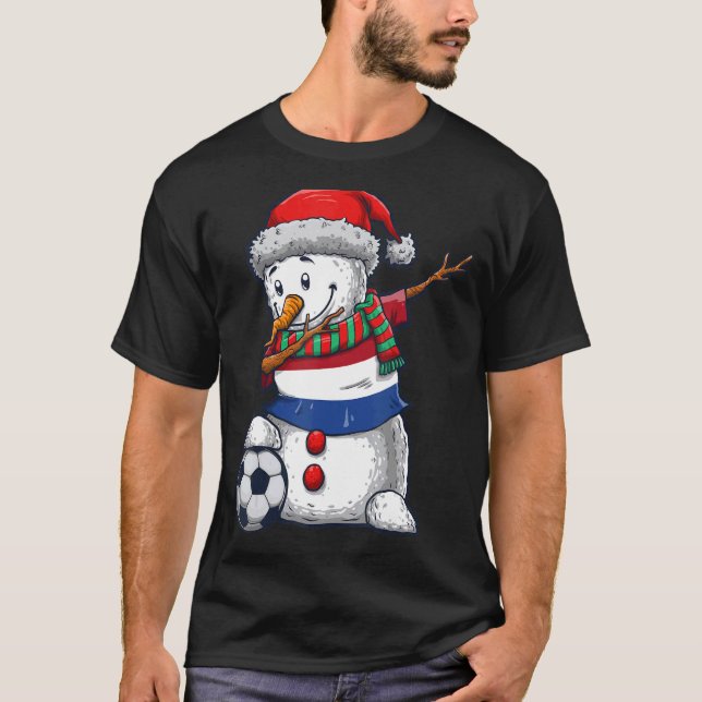 Camiseta Soccer Boy Dabbing Snowman Christmas Netherlands F (Frente)