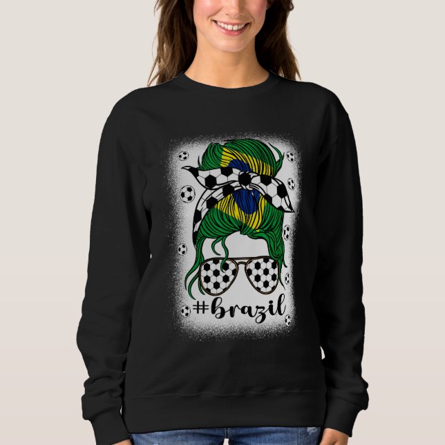 Camiseta Soccer Brazil Football Fans Brazilian Girl Mom Mes (Frente)