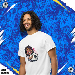 Camiseta Soccer cartoon brunette man face in love
