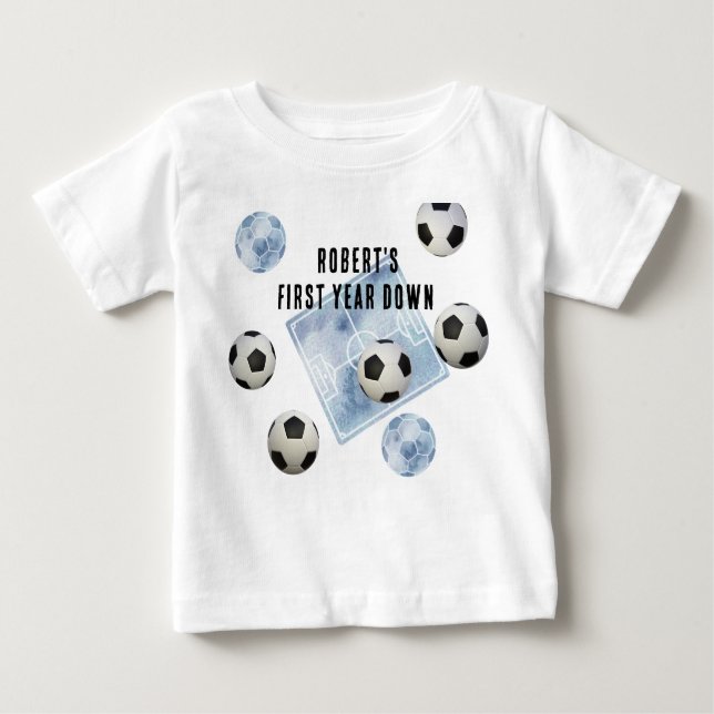 Camiseta Soccer First Year Down Birthday Party (Frente)