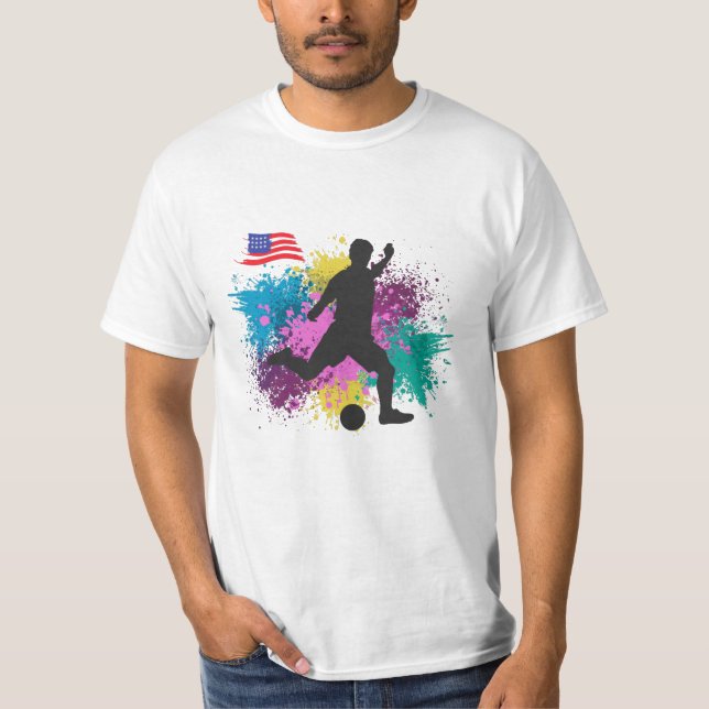 Camiseta Soccer Football USA Grungy Color Splashes (Frente)