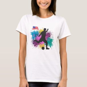 Camiseta Soccer Futebol EUA - Placas de cor Grungy