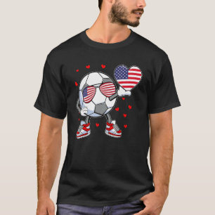 Camiseta Soccer Heart American Flag 4 De Julho Esporte
