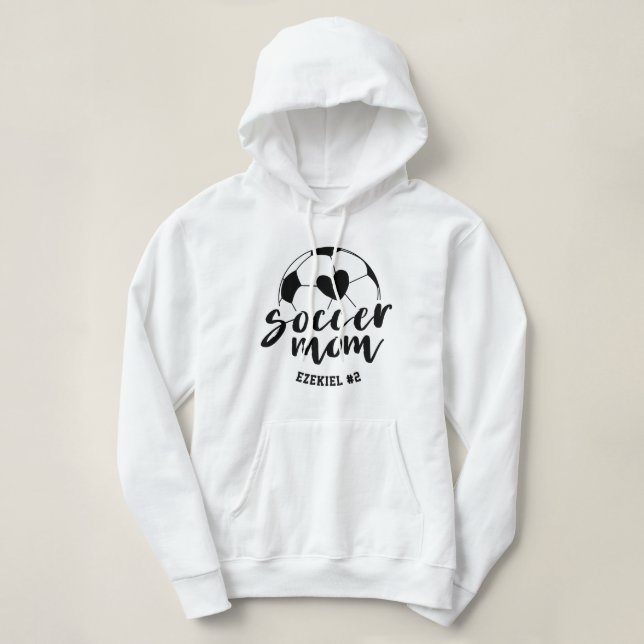 Camiseta Soccer Mãe Bola Cardíaca Nome Personalizado e Núme (Frente do Design)