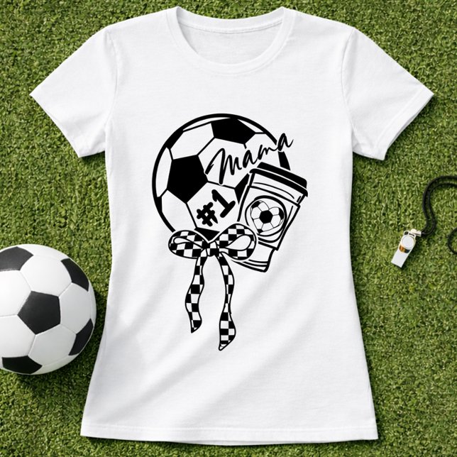 Camiseta Soccer Mama Coffee Bow Style (Criador carregado)