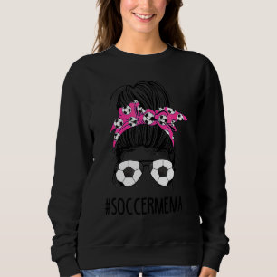 Camiseta Soccer Mema Life Messaging Bun Hair Óculos de sol 