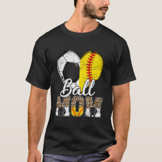 Camiseta Soccer Mom He Softball Mama Leopard Sport Mother'S