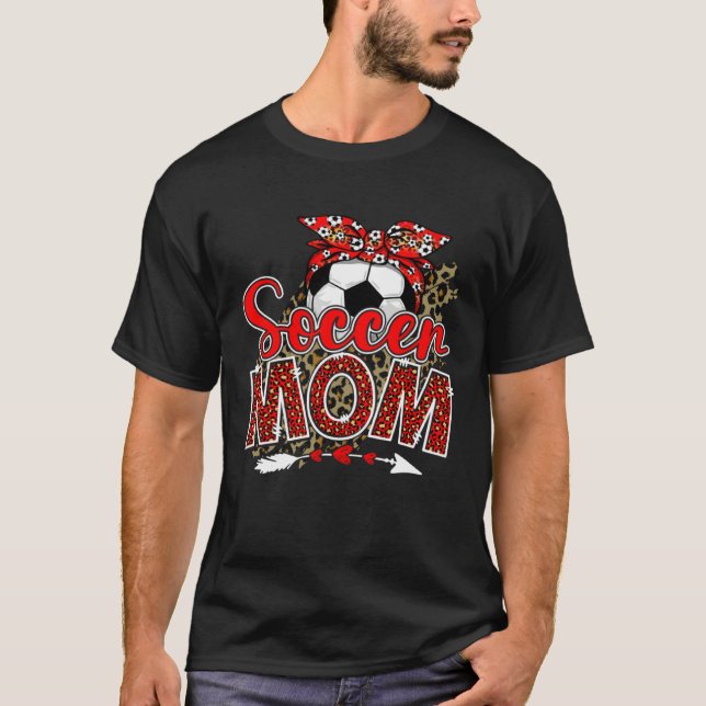 Camiseta Soccer Mom Mama Mother's Day Leopard Sport Mom Mam (Frente)