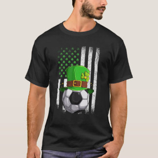 Camiseta Soccer Retro EUA Flag Shamrock Leprechaun Rua Patr