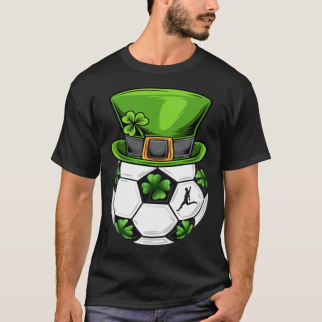 Camiseta Soccer Shamrock Leprechaun St Patricks Day Boys Ki (Frente)