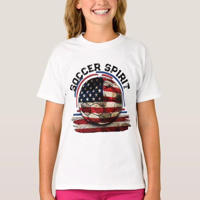 Camiseta Soccer Spirit USA, Distante bandeira Americana (Frente)