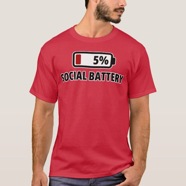 Camiseta Social Battery 5% Funny Introvert (Frente)