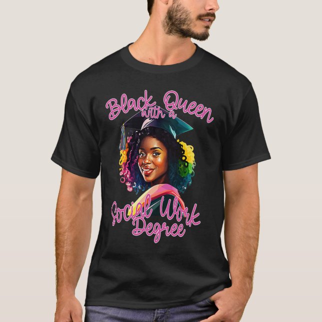 Camiseta Social Work Degree Graduation 2023 Black Queen MSW (Frente)