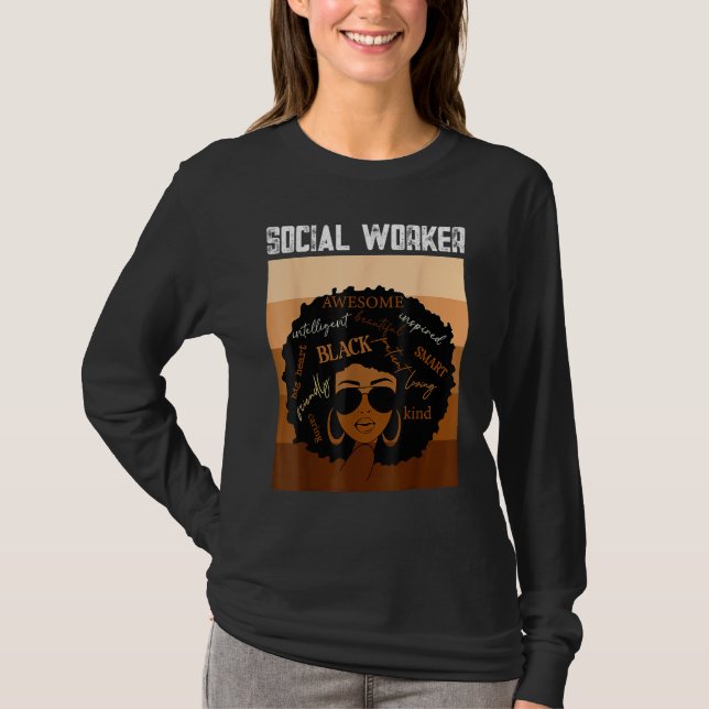 Camiseta Social Worker Black History Queen Melanin Afro Afr (Frente)