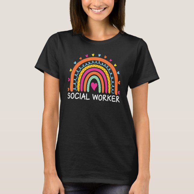 Camiseta Social Worker Boho Rainbow Back To School Apprecia (Frente)