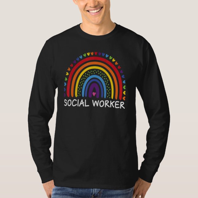 Camiseta Social Worker Boho Rainbow Back To School Apprecia (Frente)