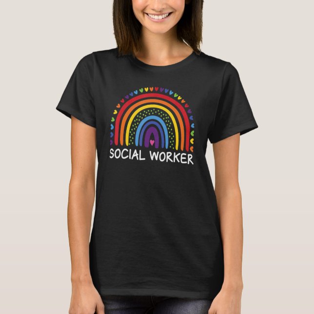 Camiseta Social Worker Boho Rainbow Back To School Apprecia (Frente)