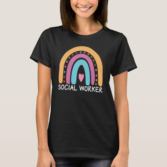Camiseta Social Worker Boho Rainbow Back To School Apprecia (Frente)