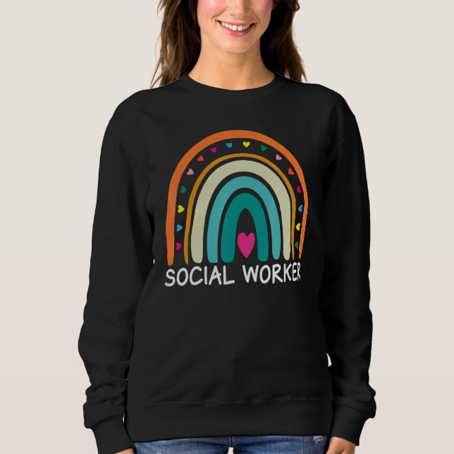 Camiseta Social Worker Boho Rainbow Back To School Apprecia (Frente)
