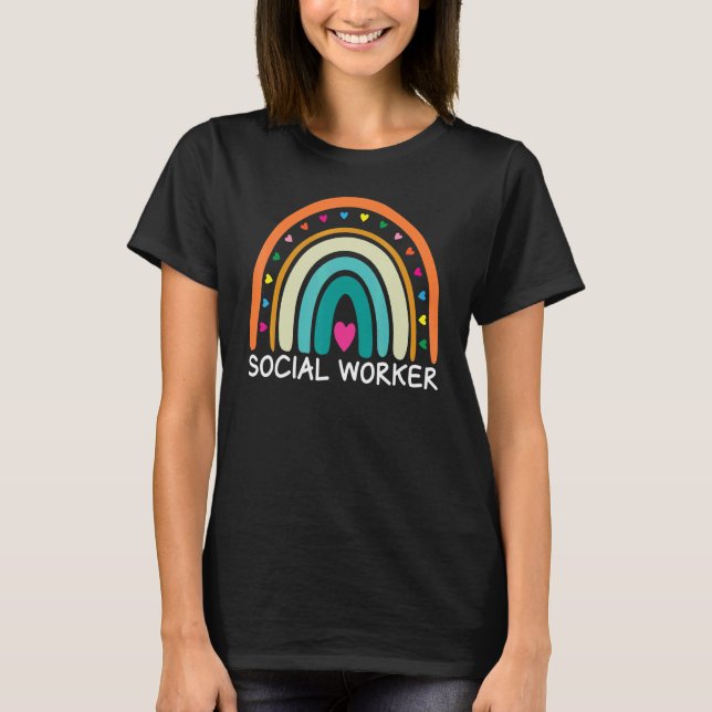 Camiseta Social Worker Boho Rainbow Back To School Apprecia (Frente)