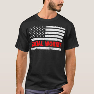 Camiseta Social Worker USA Flag 4° de julho americano