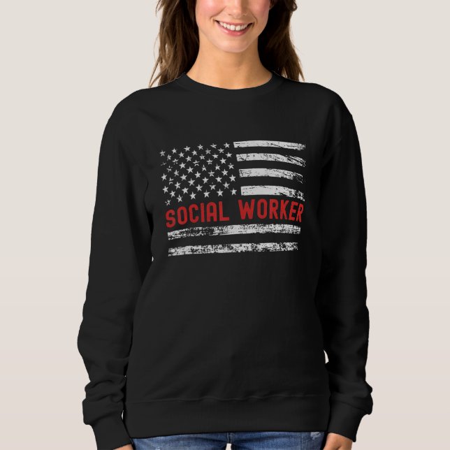 Camiseta Social Worker USA Flag Profession Retro Job Title (Frente)