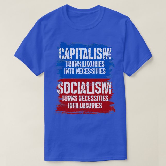 Camiseta Socialism Turns Necessities Into Luuries Capitalis (Frente do Design)