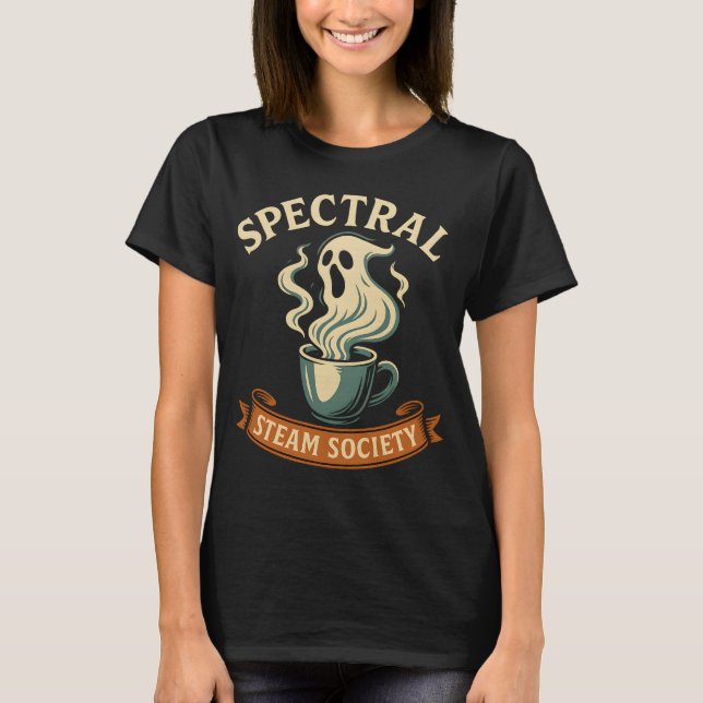 Camiseta Sociedade a vapor espectral - Halloween de café fa (Frente)