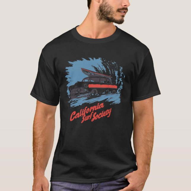 Camiseta Sociedade de Surf da Califórnia Design de Surf de  (Frente)