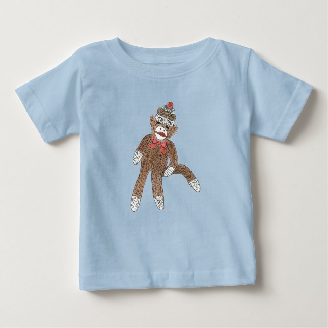 Camiseta Sock Monkey criança (Frente)