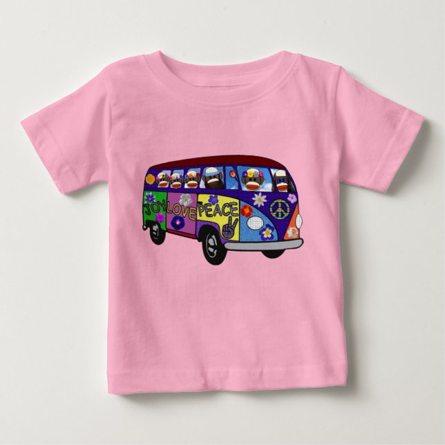 Camiseta Sock Monkey Peace Bus  (Frente)