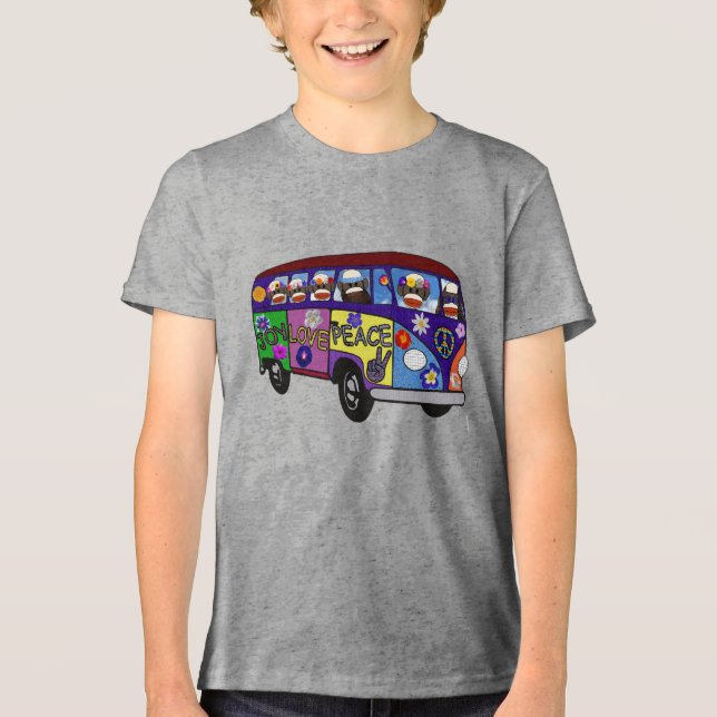 Camiseta Sock Monkey Peace Bus  (Frente)