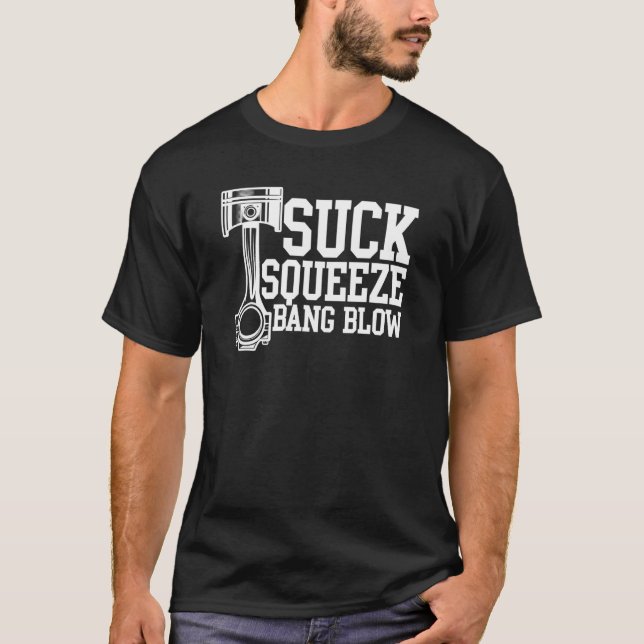 Camiseta Sock Squeeze Bang Blow - Mecânico diesel engraçado (Frente)