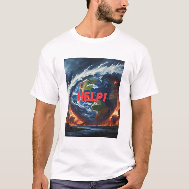 Camiseta Socorro! - Terra em Camisa-T em Crise (Frente)