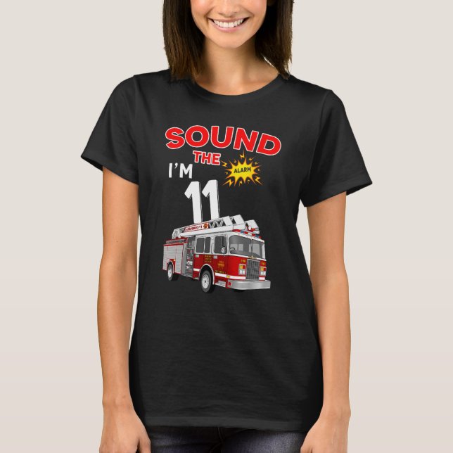 Camiseta Soe o alarme, sou 11 Crianças Bombeiros (Frente)