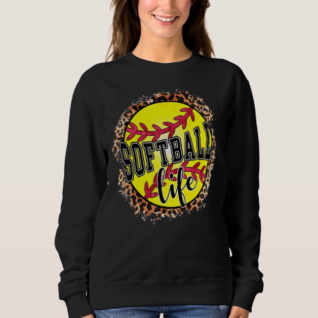Camiseta Sofball Life For Women Lepard Mãe Dia de as mães 2 (Frente)