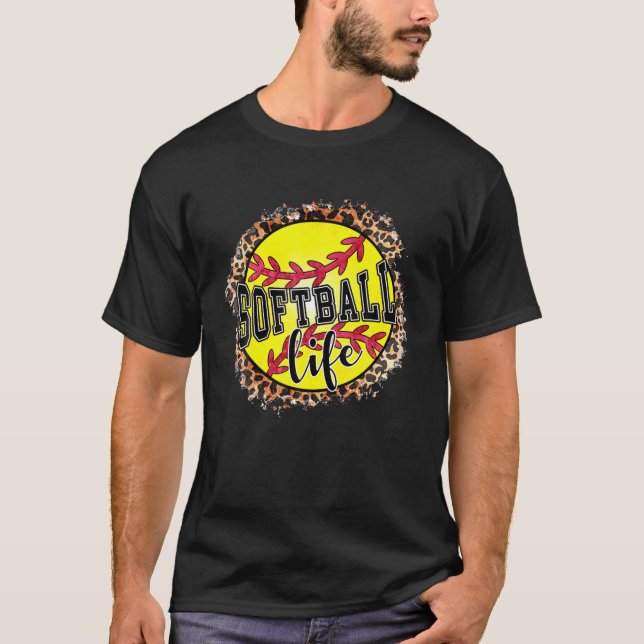 Camiseta Sofball Life For Women Lepard Mãe Dia de as mães 2 (Frente)