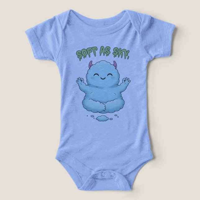 Camiseta Soft as Sky: Kawaii Cloud Monster Zen Yoga & Medit (Design frontal)