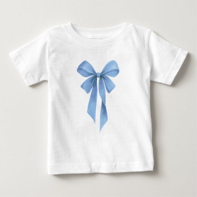 Camiseta Soft Blue Bow Boy Baby Shower Party (Frente)