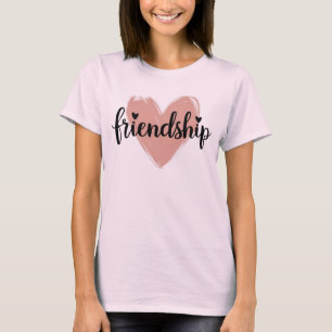 Camiseta Soft Blush e Black Hand-Drawn Heart Friendship