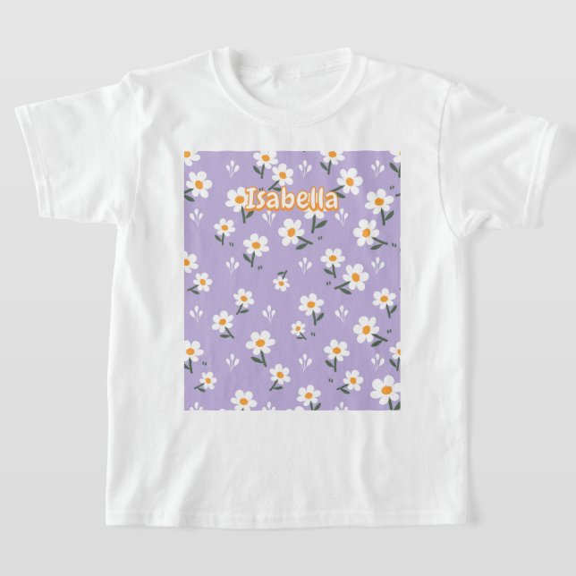 Camiseta Soft Lavender Daisy Bloom Aesthetic for Girls (Postura )