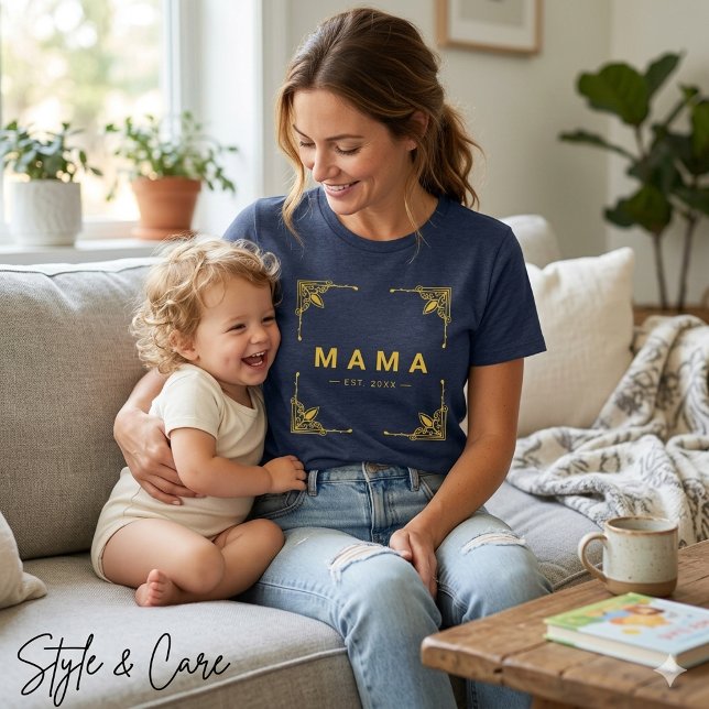 Camiseta Soft Navy Tri-Blend Mama com Estilo Elega (Soft Navy Tri-Blend Mama T-Shirt with Sleek Style Shirt)