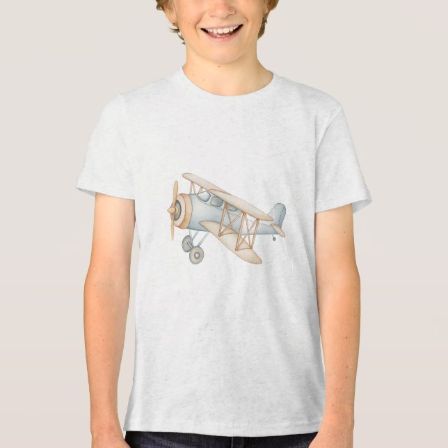 Camiseta Soft Pastel Biplane Illustration (Frente)