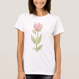 Camiseta Soft Pink Tulip Watercolor Botanical Illustration
